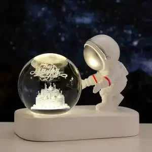 Astronaut Night Light Desktop Small Ornaments Decorative Crystal Ball Birthday Gift for Boys and Girls Decoration Oasis Select Love birthday USB gift packae