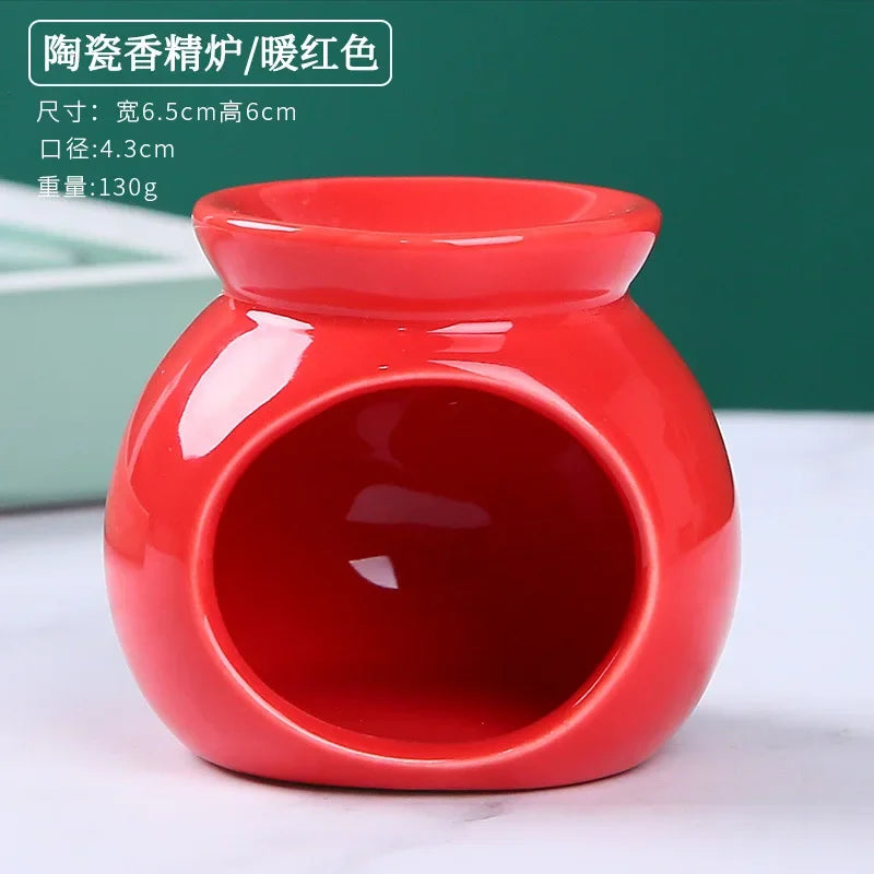 Ceramic Candle Heating Holder Essential Oil Burner Reed Diffuser Furnace Household Spa Salon Liqulid Aromatherapy Incense Burner Oasis Select red