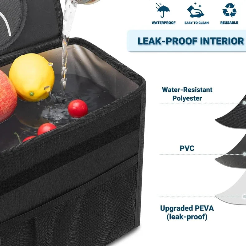 Large Capacity Trash Bin Car Trash Can with Lid Storage Pockets Auto Rear Seat Garbage Can Organizer Vehicle Storage Tool Oasis Select