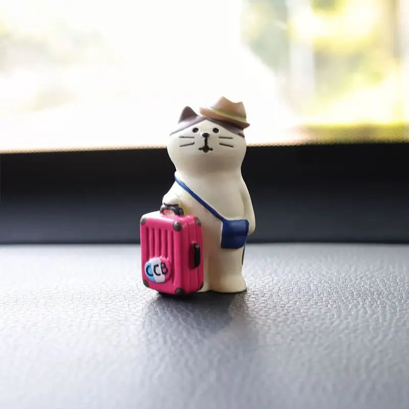 A Travel-loving Cat Desktop Globe A Small Office Decoration A Birthday Stress-relieving Gift Oasis Select Baggage cat 3.6cmX3cmX8.3cm