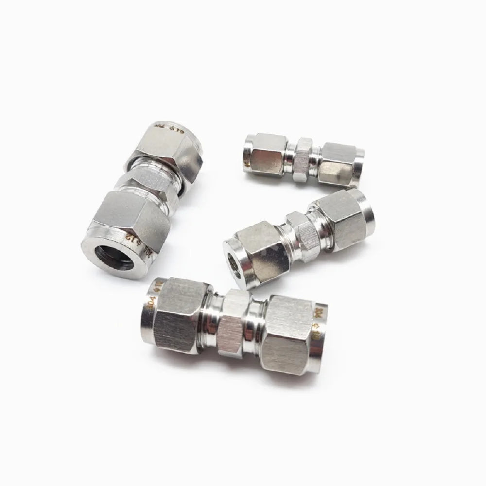 3/4/6/8/10/12mm Stainless Steel Compression Tube Fitting Straight Compression Fitting Coupler Double-Ferrule Adapter Oasis Select