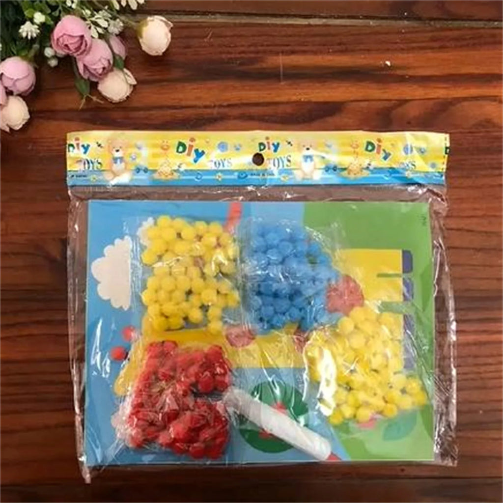 2 Pcs/Set Kids Plush Ball Painting Stickers Creative DIY Handmade Material Educational Toys Children Cartoon Puzzles Crafts Toy Oasis Select