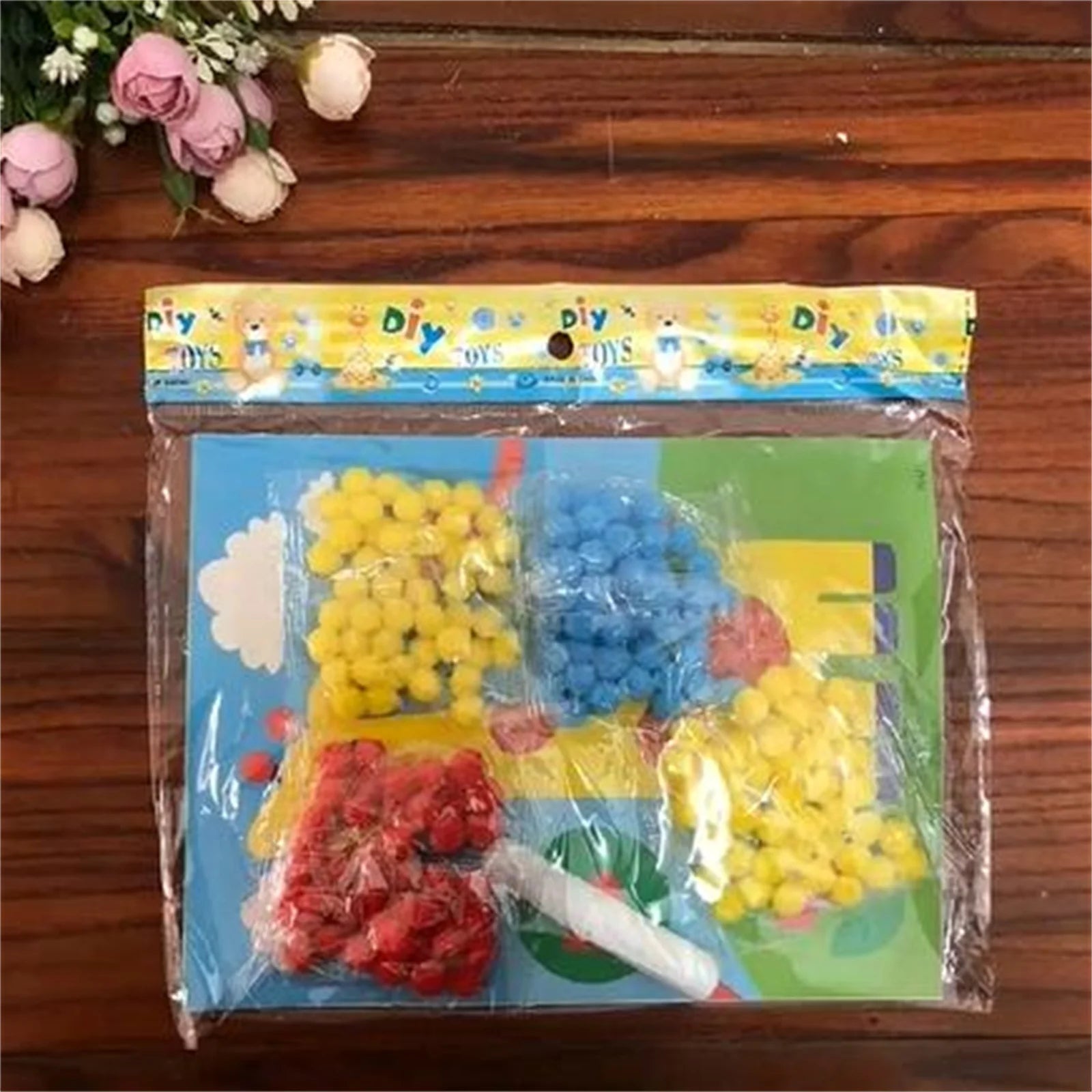 2 Pcs/Set Kids Plush Ball Painting Stickers Creative DIY Handmade Material Educational Toys Children Cartoon Puzzles Crafts Toy Oasis Select