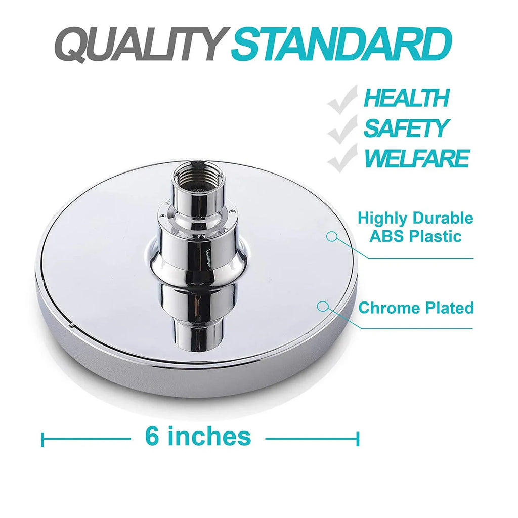 New 6 inches High Pressure Rain Shower Head with Arm 1min Installation Polished Chrome Rainfall Showerhead Anti-Clogging Nozzles Oasis Select