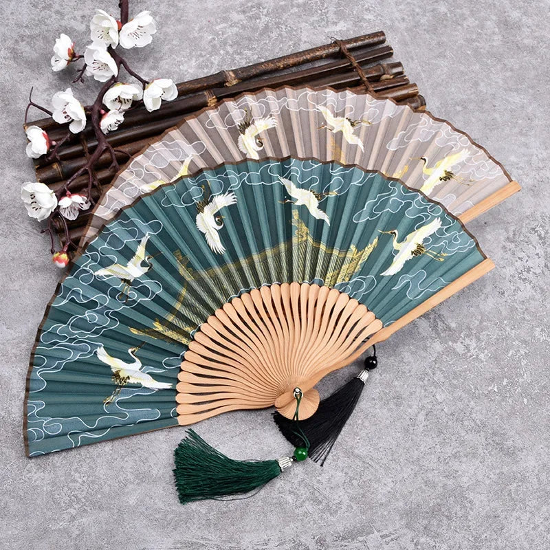 Chinese Style Ladies Portable Small Fan Gift Folding Fan Dance Hanfu Folding Fan Oasis Select