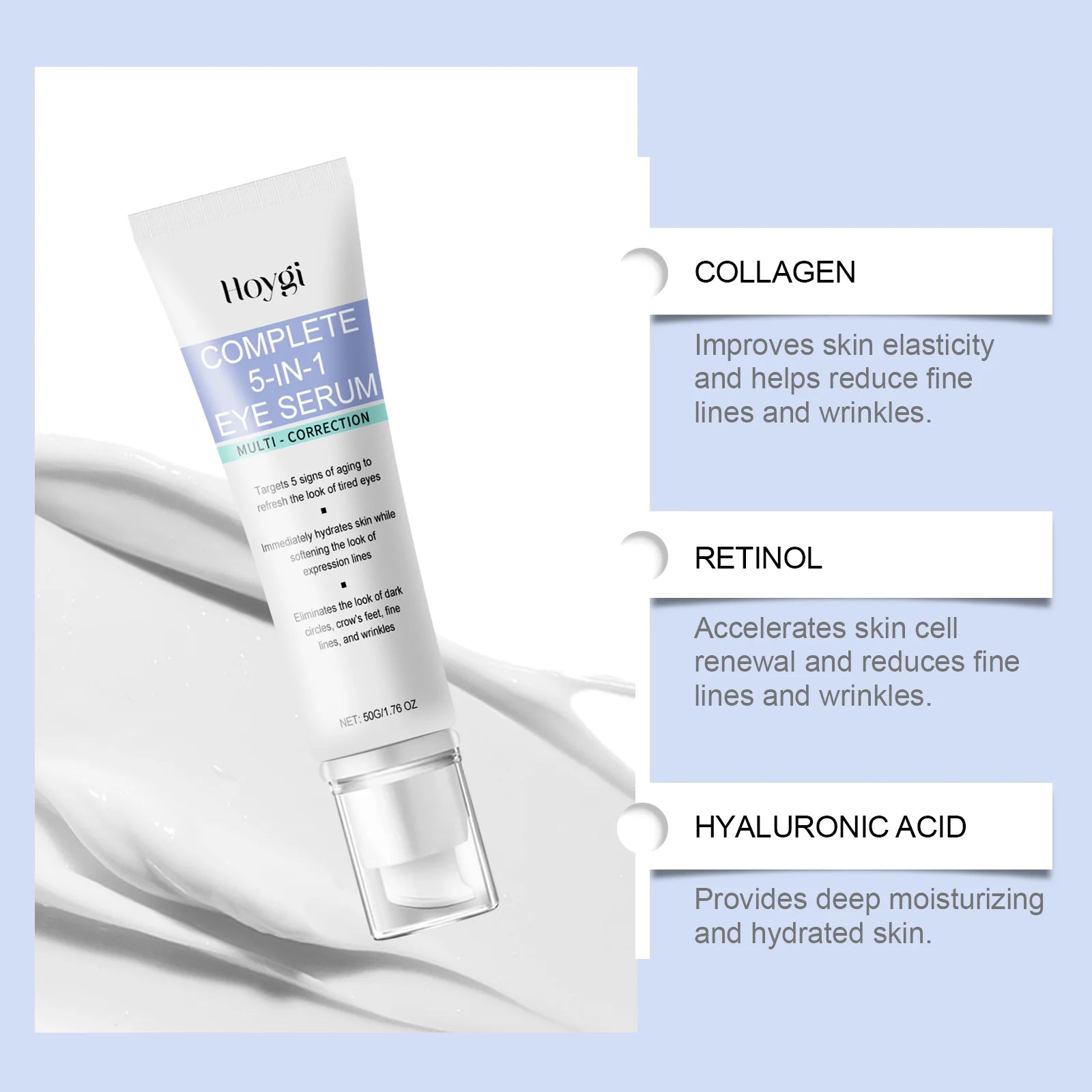 Collagen 5 in 1 Eye Cream Firming Lifting Fade Fine Lines Improve Skin Elasticity Under Eye Nourishing Eye Bag Removal Eye Cream Oasis Select