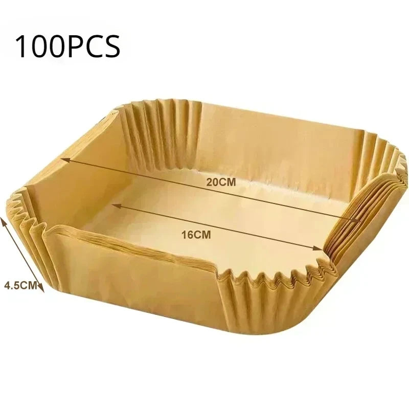 50pcs Air Fryer Grease Absorbent For Household Baking Pans With Thickened Silicone Paper Pads Oasis Select 100pcs-Square