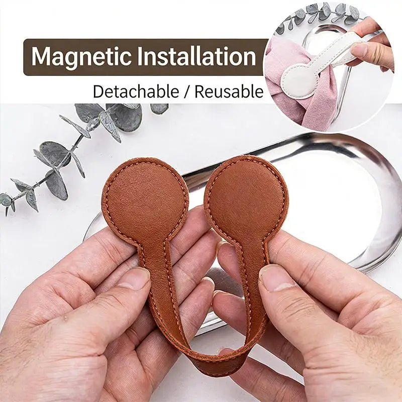 Multi-purpose Pu Leather Magnetic Hat Clip Strong Magnetic Round Organizer Clip Travel Bag 가방 자석 버클 액세서리 Oasis Select