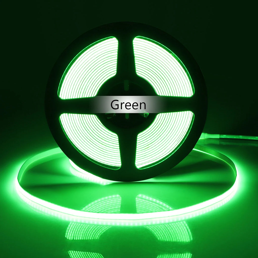 COB LED Strip Light Flexible Lamp Tape Neon Light 12V High Bright Kitchen Cabinet TV Desktop Screen BackLight Car Room Decor ﻿ Oasis Select Green 5m
