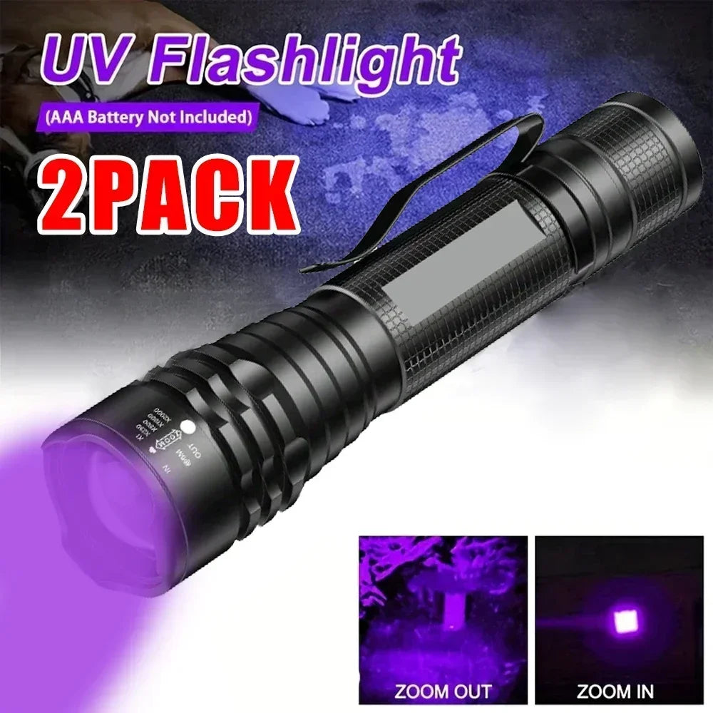 395NM UV Flashlight LED Ultraviolet Torch Zoomable Ultra Violet Lights Inspection Lamp Pet Urine Stain Detector Tools Lantern Oasis Select