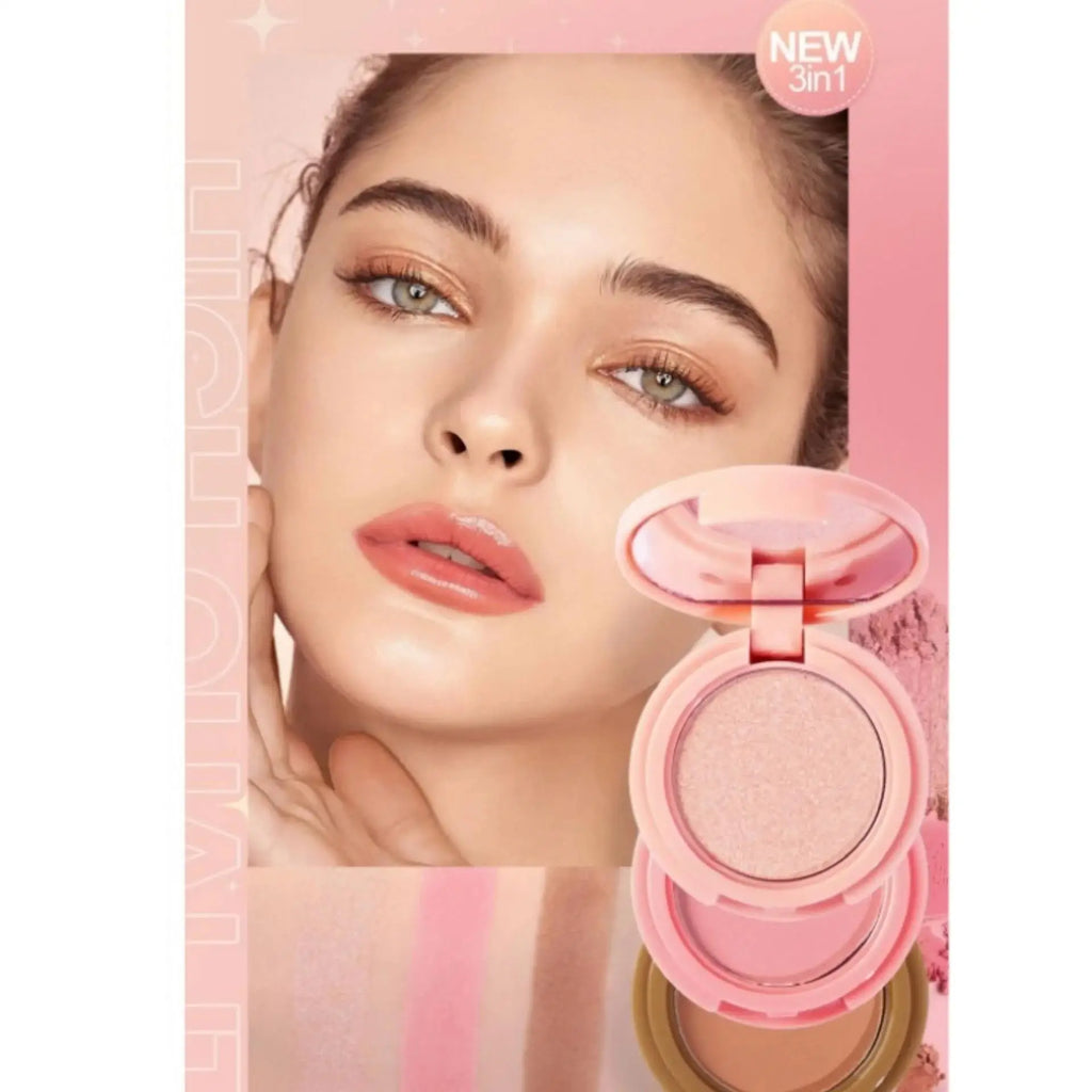 Handaiyan 3-in-1 Highlighter Blush & Contour Palette