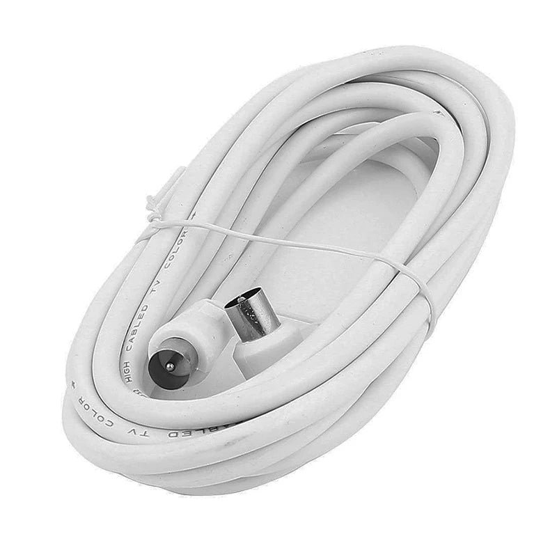 New Sale 2M Metre Right Angle Angled RF TV Aerial Lead Cable Male to Coax Coaxial White Oasis Select