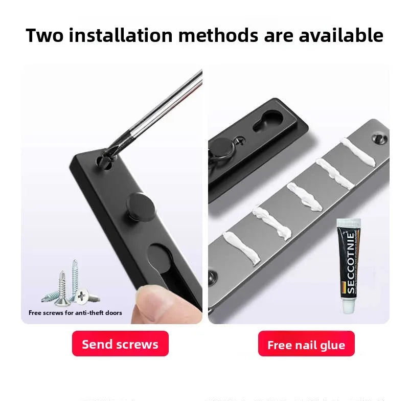 No Drill Stainless Steel Security Door Chain Push Button Lock Latch Anti-Theft Door Guard for Home Hotel Use Oasis Select
