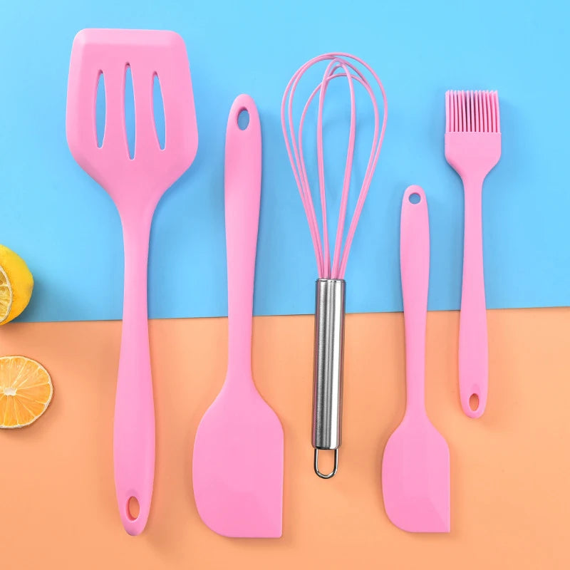 Silicone Kitchenware Cooking Utensils Set Non-stick Cookware Spatula Shovel Egg Beaters Wooden Handle Kitchen Cooking Tool Set Oasis Select