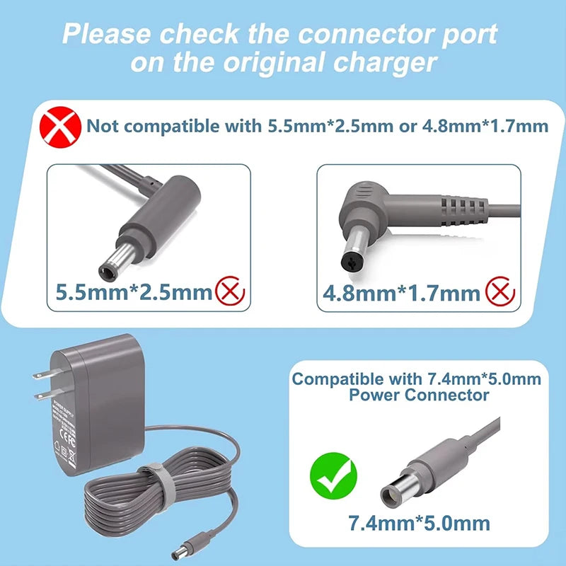 16.75V/24.35V 0.348A Vacuum Cleaner Charger For Dyson DC30 DC31 DC34 DC35 DC44 DC45 DC56 DC57 Power Supply Adapters 7.4 x 5.0 mm Oasis Select