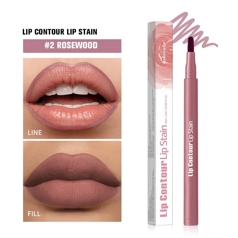 Long-lasting Lip Contour Lip Stain 2 In 1 Smudge-proof Lip Liner Pencil Ultra Pigmented Dual-Sided Design Non-Stick Cup Makeup Oasis Select 2 Rosewood