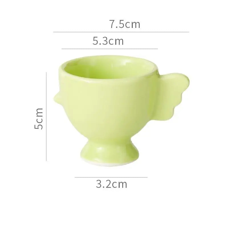 Egg Cup Heightened Base Solid Color Non-Slip Handle Good Grip Makeup Sponge Holder Mini Breakfast Ceramic Egg Holder Dining Room Oasis Select Green