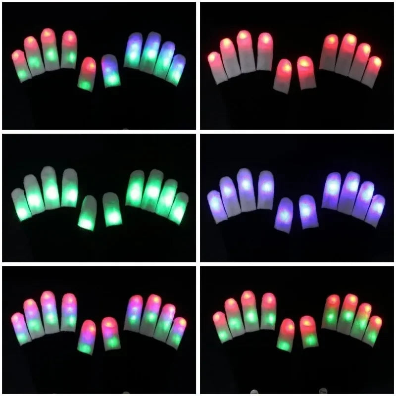 LED Light Night Glowing Gloves Finger Lighting Flashing Glow Mittens Glitter Gloves for Entertainment Rave Party Glow Gloves Oasis Select