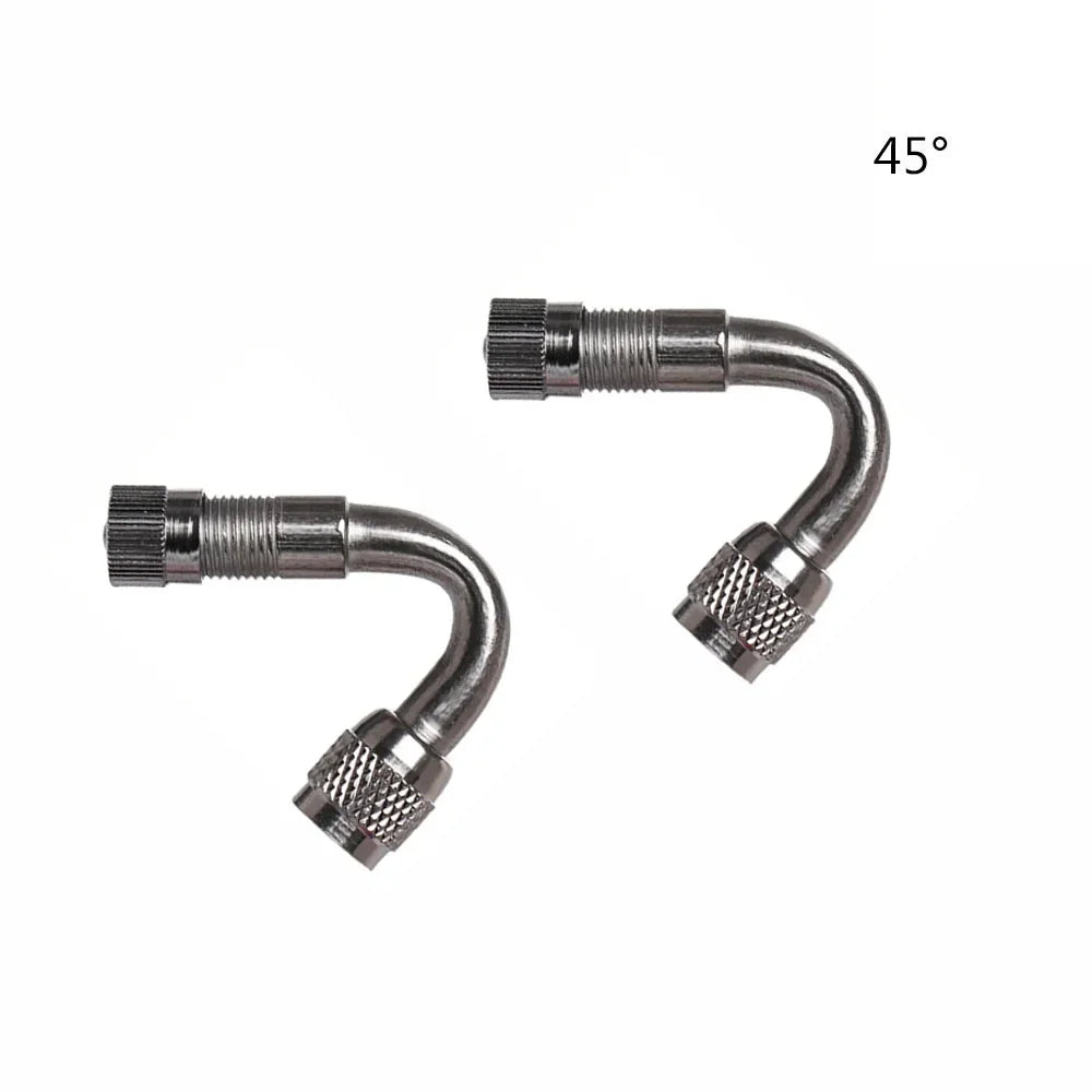 2 Pcs Motorcycle 45 90 135 Degree Angle Bent Valve Adaptor Tyre Tube Valve Extension Adapter for Truck Car Moto Bike Oasis Select Silver-45 2pcs