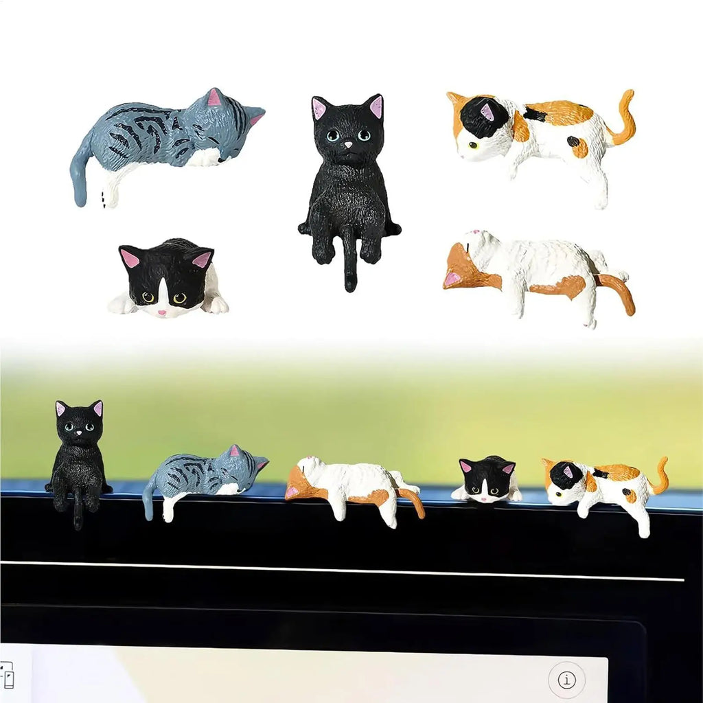 Cat Figure 5Pcs Mini Cute Cat Ornaments Kitten Figurines for Gift Home Decor Car Interior Desktop Model Garden Accessories Oasis Select