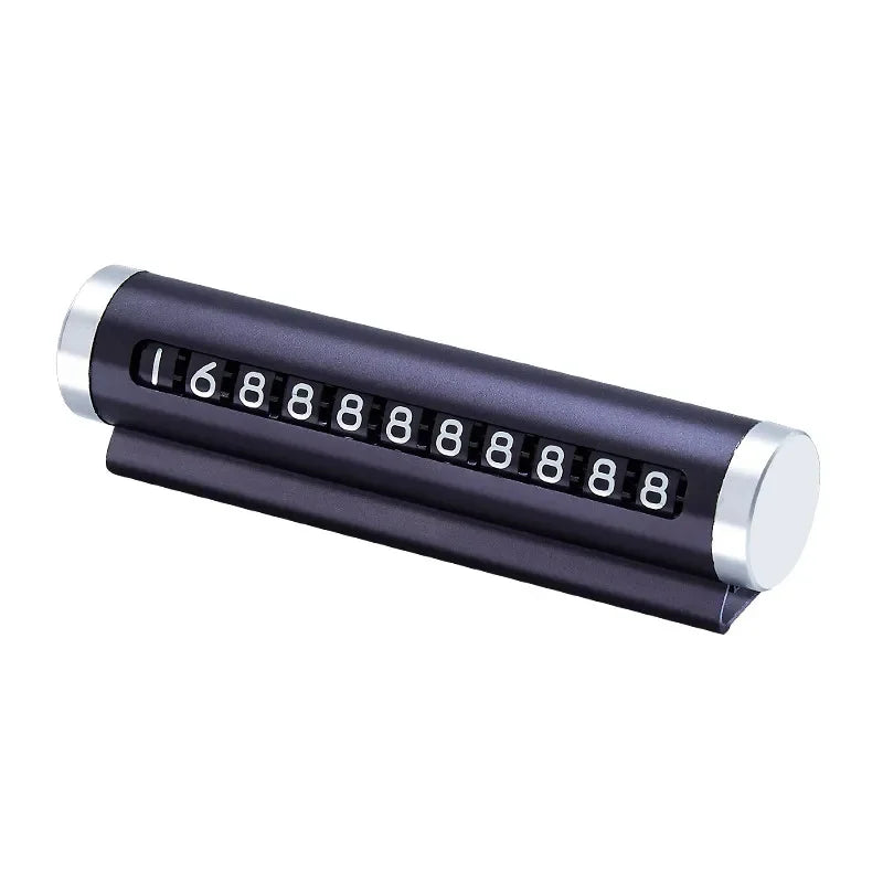 Metal Car Temporary Parking Card Universal Rotate Phone Number Plate Aluminum Stickers Park Stop in Car-styling Auto Accessories Oasis Select Black 1PC