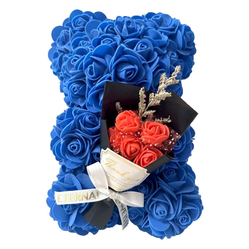 25cm Rose Flower Teddy Bear Gift Set In Premium Box Perfect Valentines Day Present For Her Mothers Birthday Anniversary Romantic Oasis Select without box 2