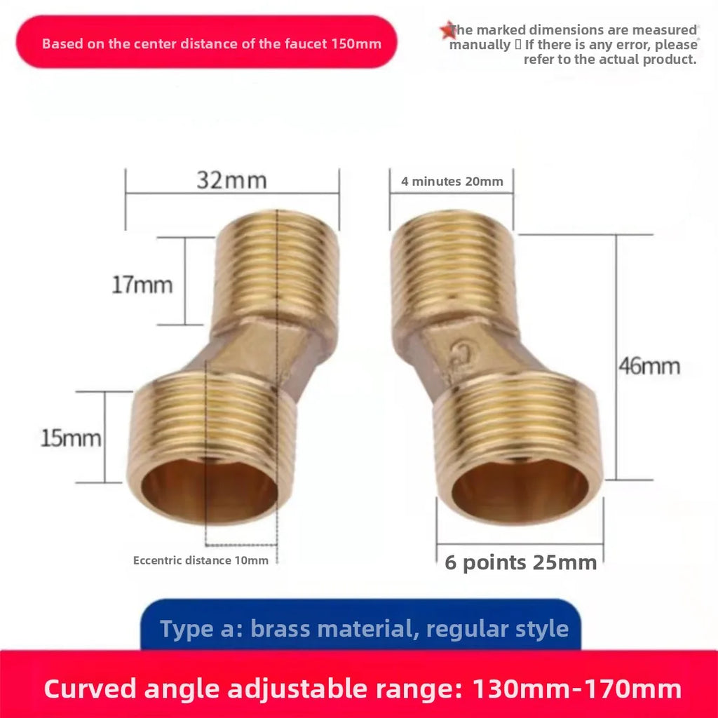 2pcsStainless Steel Angled Curved Foot 360° Rotatable Angle Adjustment Shower Faucet Adapter Wall Mounted Eccentric Screw Corner Oasis Select C 2pcs