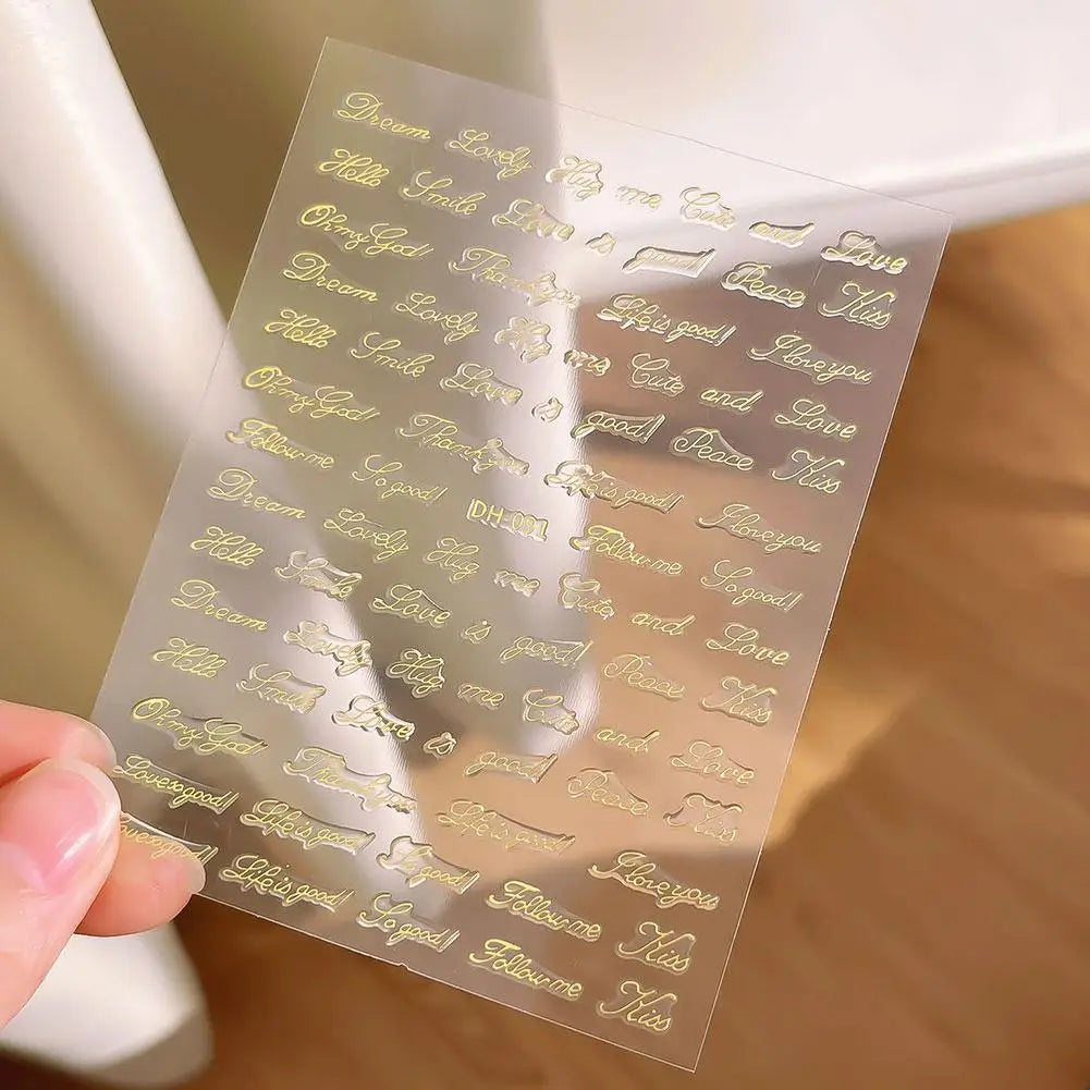 3D English Letter Nail Stickers – Gold & Silver Alphabet Decals Nail Art Stickers Oasis Select