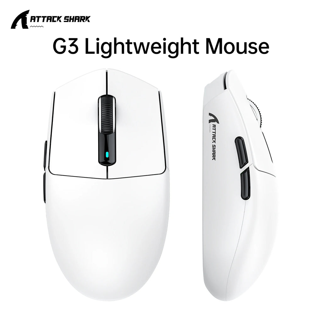 ATTACK SHARK G3 Tri-Mode Gaming Mouse 62g Super Light | Ultra-Lightweight| 1K Hz PAW3311 Sensor 25000DPI | HUANO 80M Switches Oasis Select G3 White