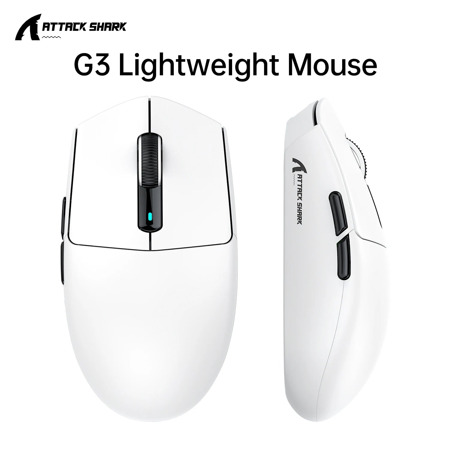 ATTACK SHARK G3 Tri-Mode Gaming Mouse 62g Super Light | Ultra-Lightweight| 1K Hz PAW3311 Sensor 25000DPI | HUANO 80M Switches Oasis Select G3 White