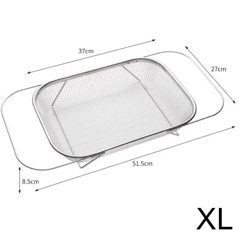 1PCS Stainless Steel Drain Basket Kitchen Sink Retractable Vegetable Washing Basin Drain Rack Tableware Drain Rack Oasis Select XL