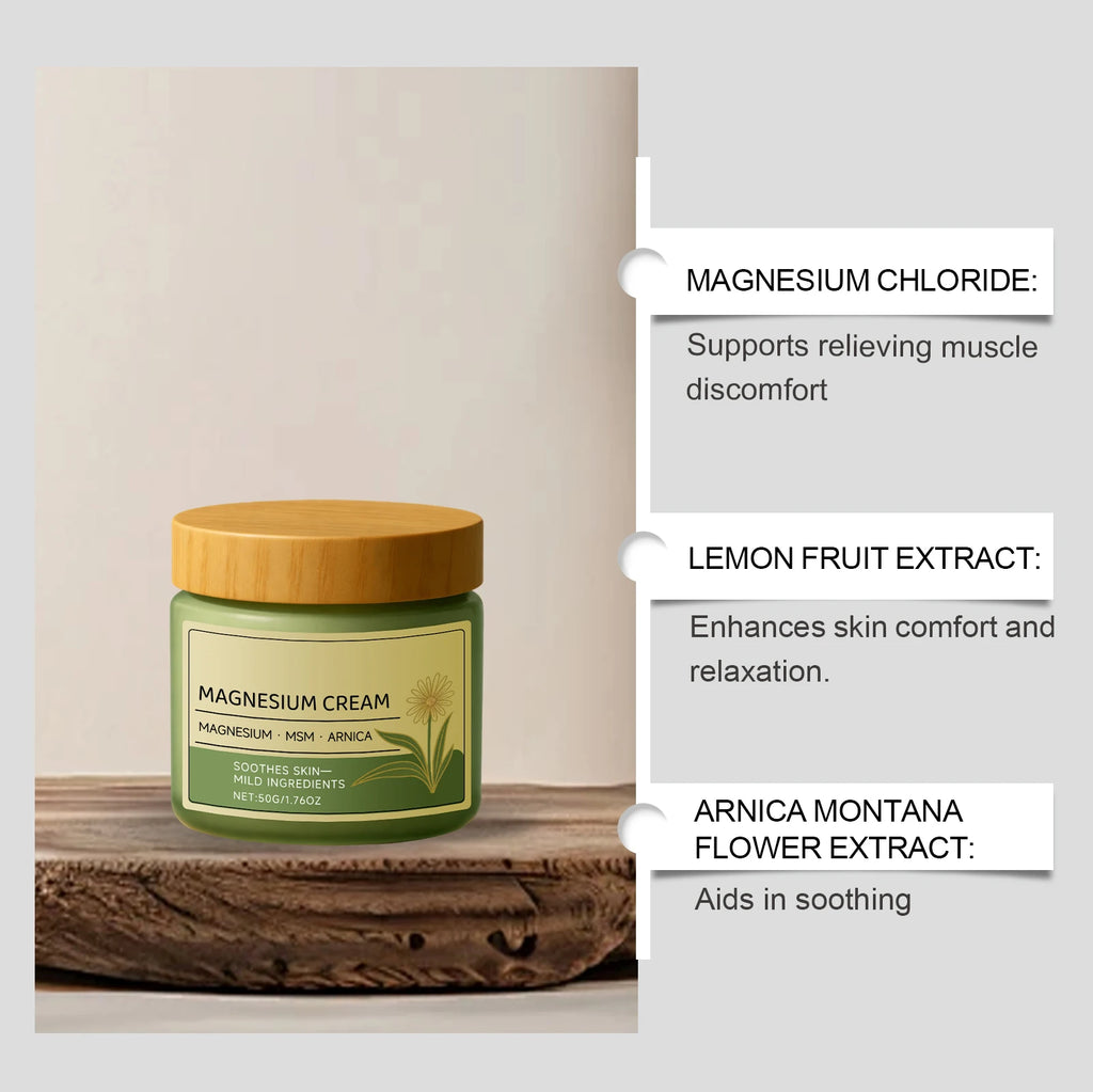 Magnesium Cream for Muscle & Nerve-Relief Moisturizing Body Massage Cream Fast Absorption Support Body Relief Daily Care Oasis Select