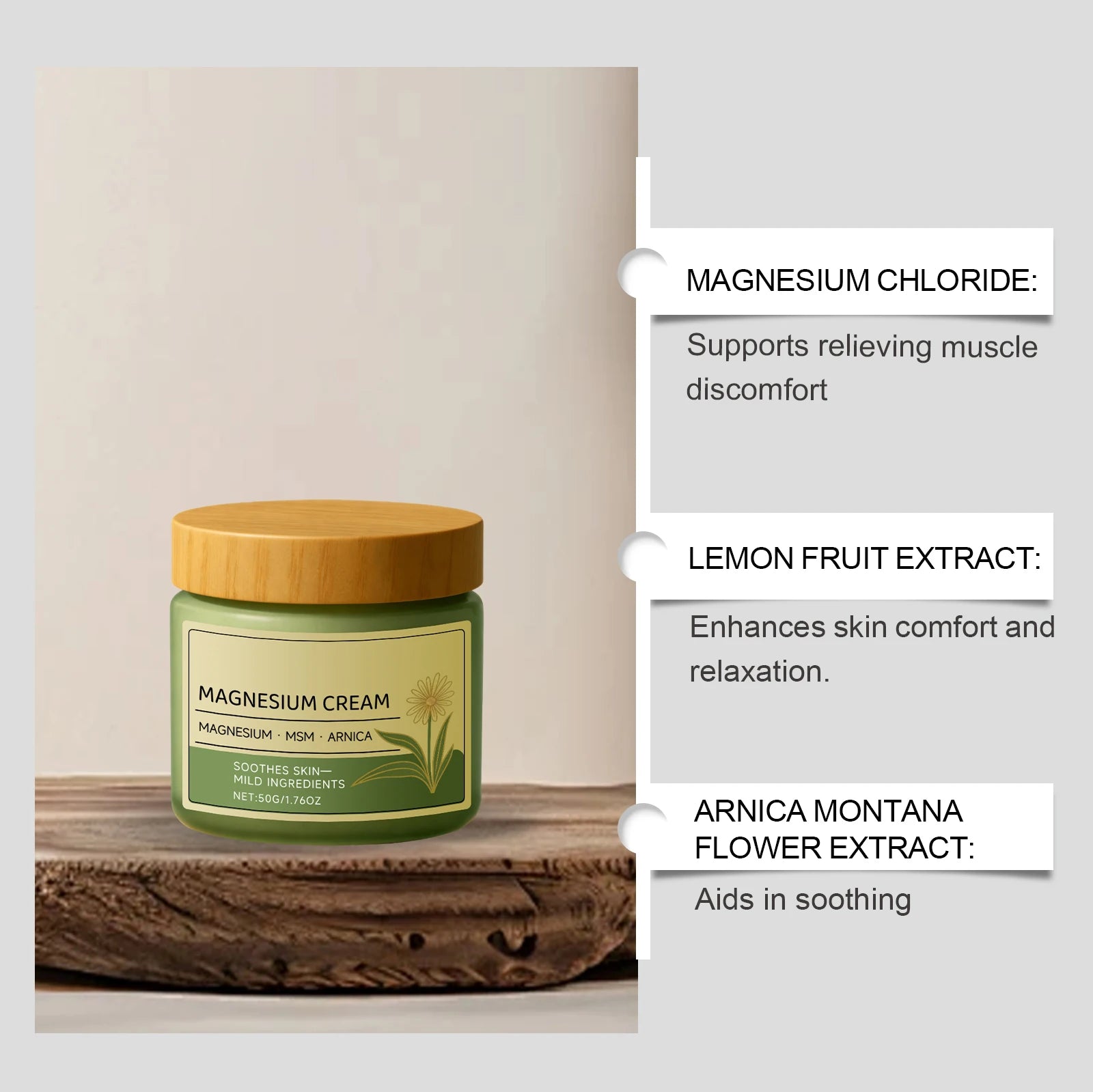 Magnesium Cream for Muscle & Nerve-Relief Moisturizing Body Massage Cream Fast Absorption Support Body Relief Daily Care Oasis Select