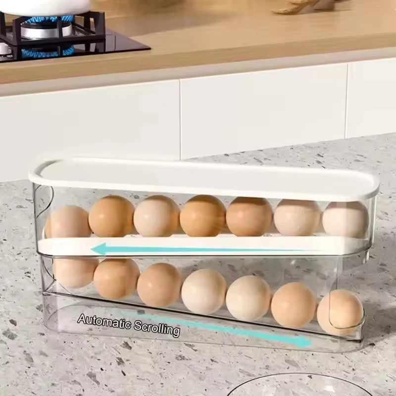 Egg Dispenser, Suitable for Refrigerator, Kitchen Storage Organizer, Countertop, Transparent Double Layer Egg Dispenser Holder Oasis Select