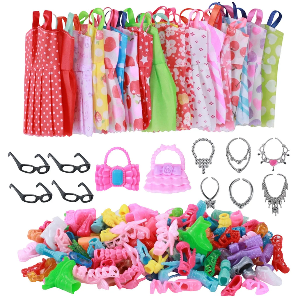 32-Piece Barbie Doll Clothes & Accessories – Dresses, Shoes & More Doll Clothes Set Oasis Select A One Size