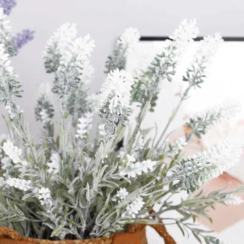 1pcs Fake Flowers Artificial Lavender Faux Plastic Plants for Home Decor Wedding Kitchen Garden Patio Porch Window Box Oasis Select White