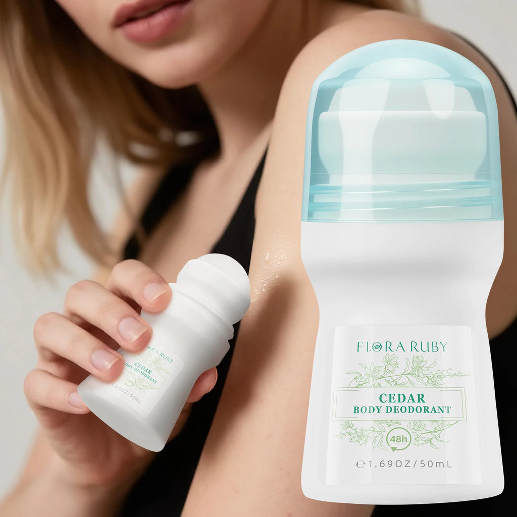 2PCS Flora Ruby Light Green Series Deodorant Roll On All-purpose Deodorant Roll Aluminum Free Easy To Carry 50g Oasis Select