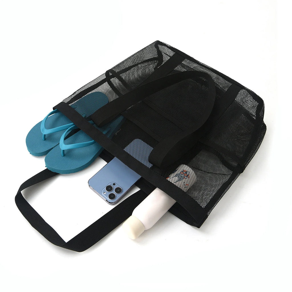 Mesh Beach Tote Bag | Large Multi-Pocket Pool & Travel Bag