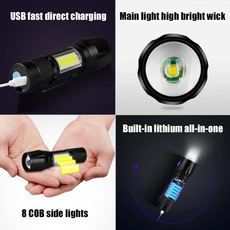 Mini LED Rechargeable Flashlight 800LM USB Torch | Waterproof