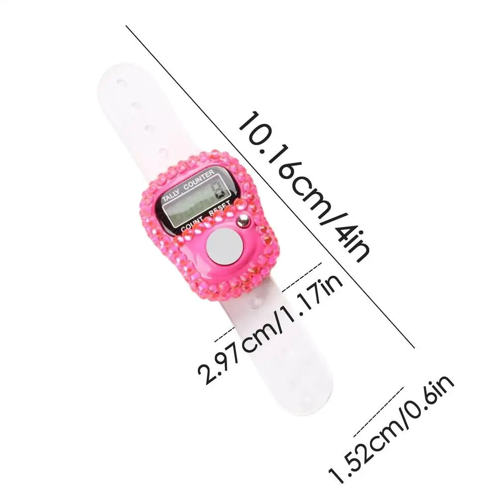 Finger Counter Clicker LCD Digital Display Finger Counter Resettable Lap Record Ring Manual Knitting Row Tally Ring For Golfer Oasis Select Pink