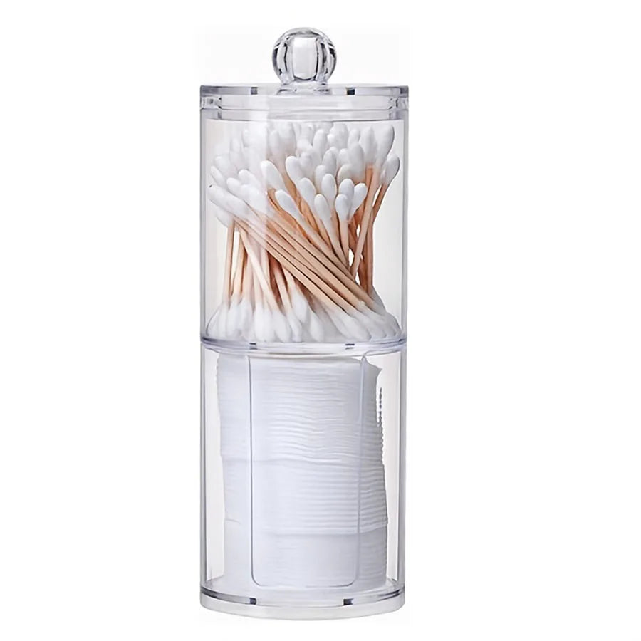 Transparent Stackable Acrylic Cotton Pad Holder, 2 In 1 Cotton Pad Storage, Upper and lower combined storage box Oasis Select AB