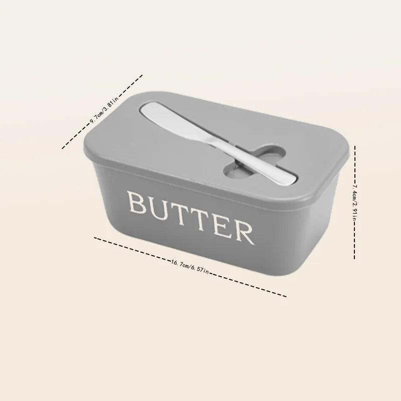 Easy-Clean Lid & Handle - Large Butter Storage Container with Knife - Heavy-Duty PP Plastic Butter Dish - Restaurant Supplies Oasis Select Grey