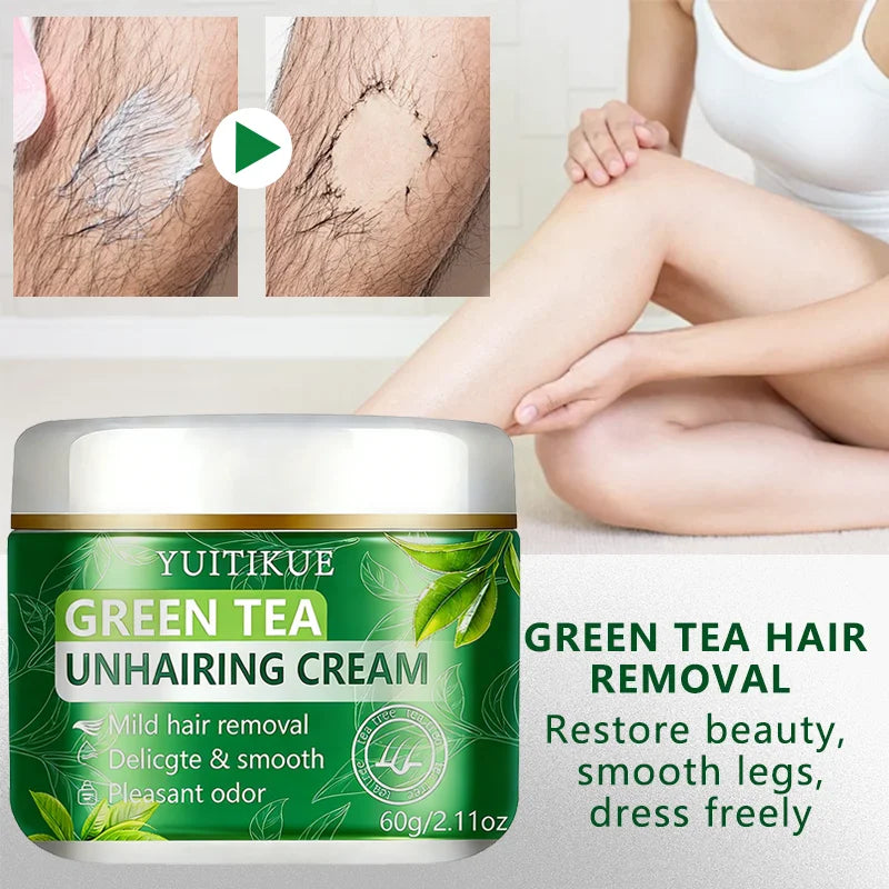 YUITIKUE Green Tea Depilatory Cream – Gentle Hair Removal 60g
