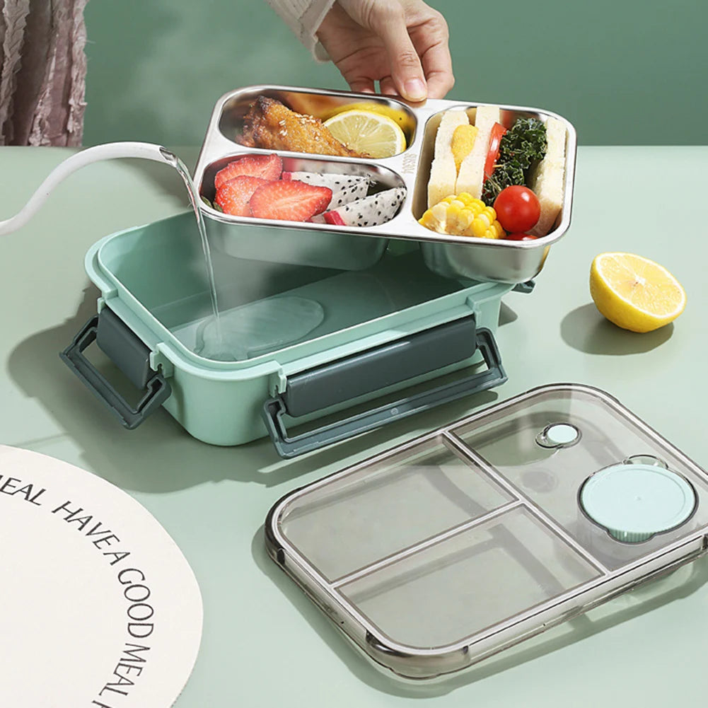 3-Compartment Insulated Stainless Steel Bento Lunch Box