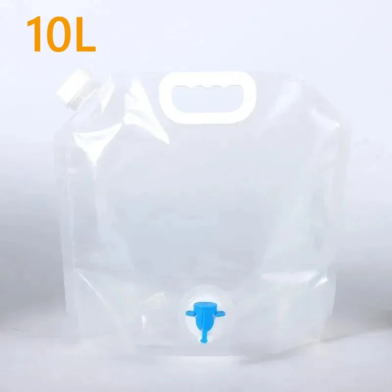 5/10L Camping Water Bag Portable Folding Water Bucket Large Water Container Outdoor Travel Collapsible Pouch Can Camping Supplie Oasis Select 10L Transparent 1p