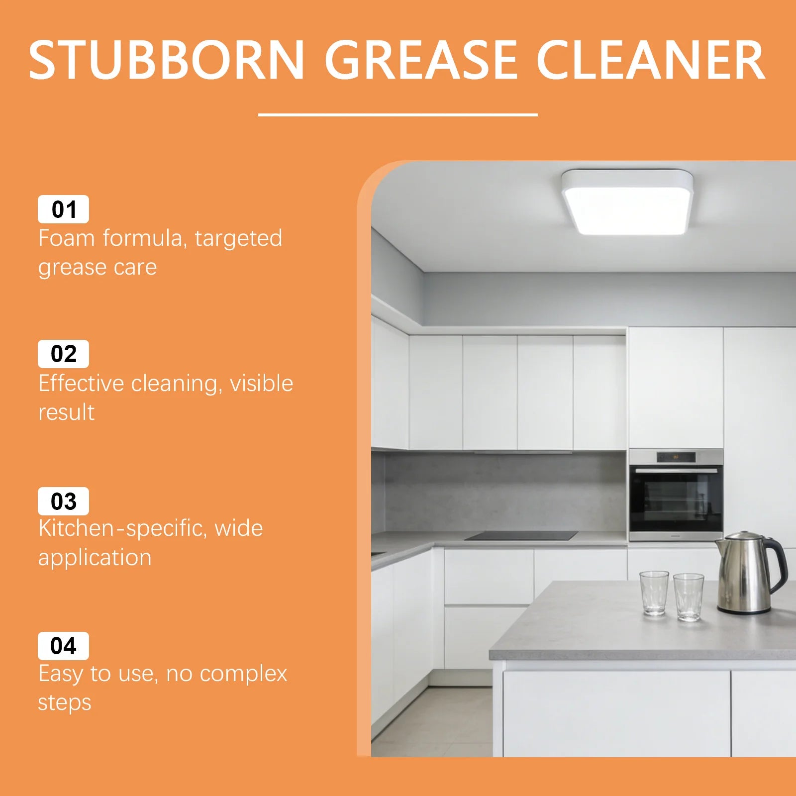 Kitchen Grease Foam Cleaner Heavy Oil Stain Remover Stove Range Hood Degreaser Household Cleaning Spray Polish Shine Surface Oasis Select