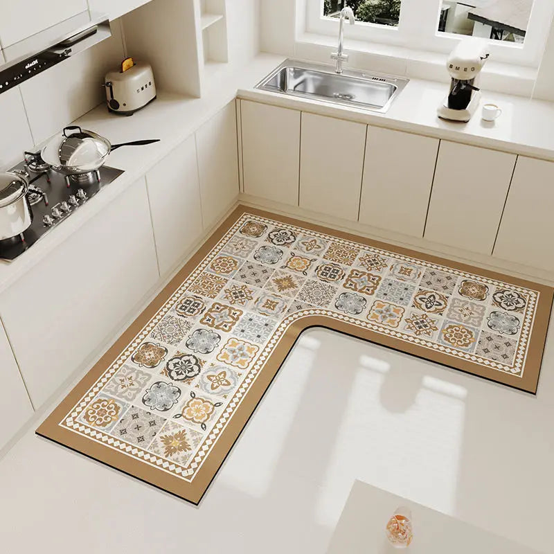 New L Shaped Simple Kitchen Mat Foot mats Long Area Rugs Crystal Velvet Carpet for Living Room Absorbent Foot Bedroom Doormat Oasis Select E 70x70x45cm