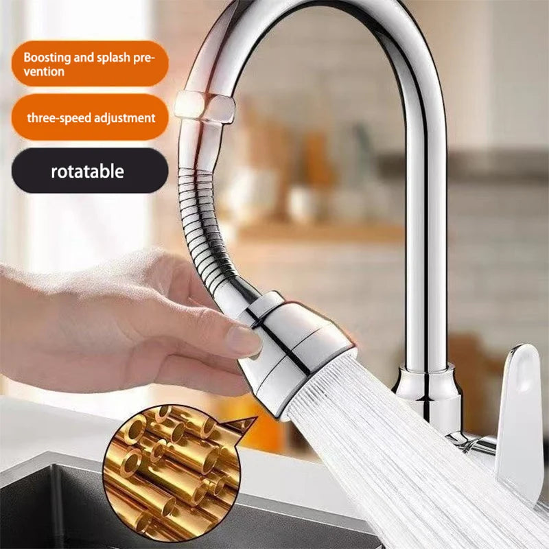 3-Speed Rotatable Kitchen Faucet Extender & Anti-Splash Nozzle