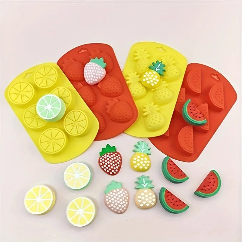 Silicone Fruit Shaped Freeze Molds, Food-Grade Flexible Bakeware, for Ice Cubes, Chocolate, Cake Decoration Oasis Select