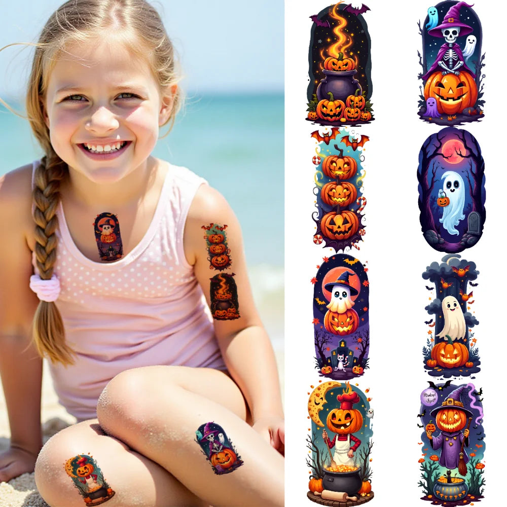 54pcs Halloween Temporary Tattoo Stickers – Waterproof Bat & Ghost